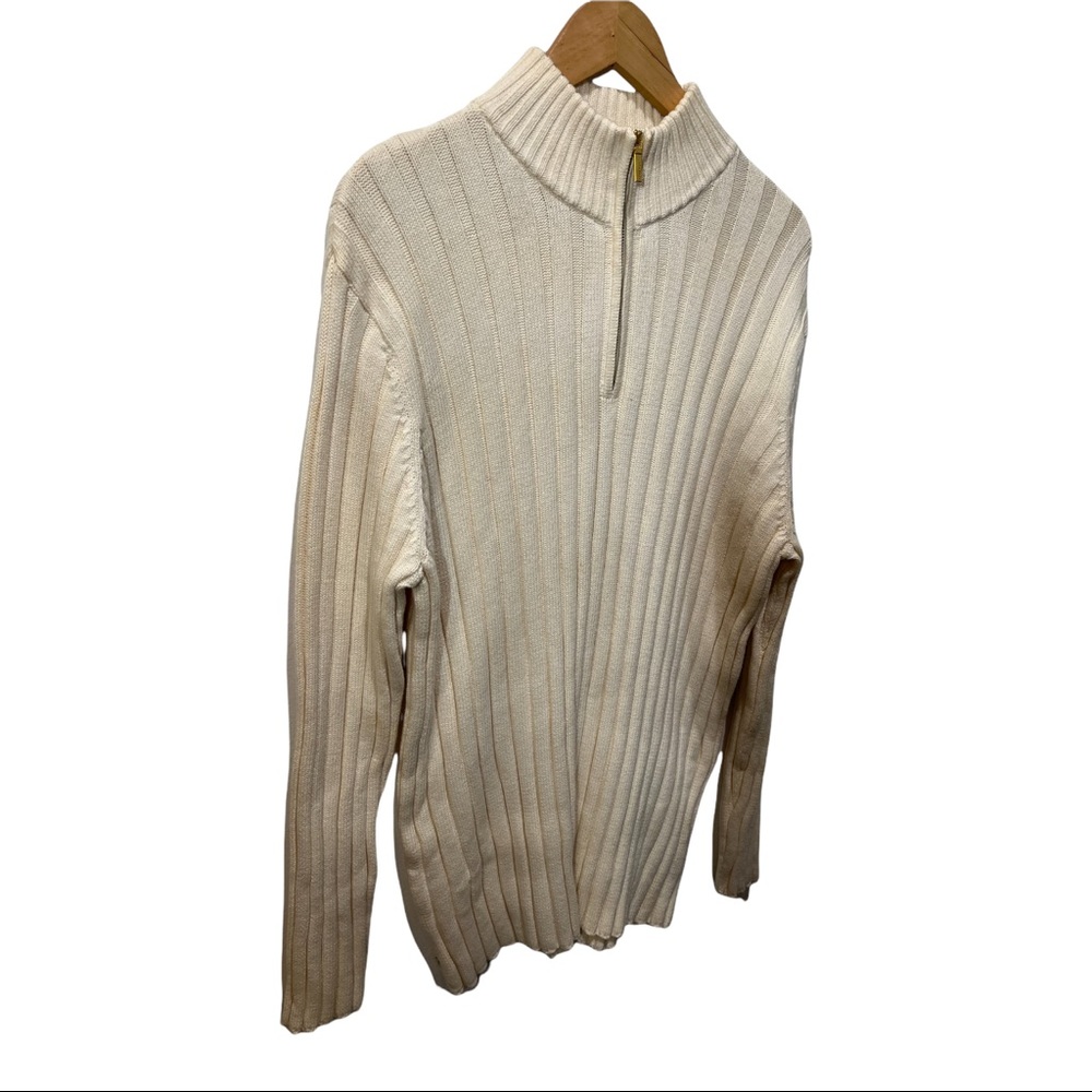 LAUREN RALPH LAUREN CREAM MOCK NECK RIBBED 1/4 ZIP LS SWEATER SIZE LARGE - Picture 7 of 15